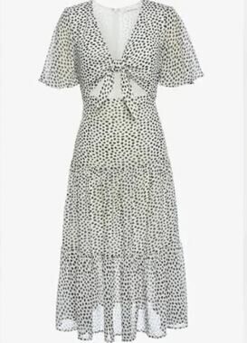 Lani the Label Hazel Maxi Dress Polka Dot Dalmatian Print Boho Romantic M